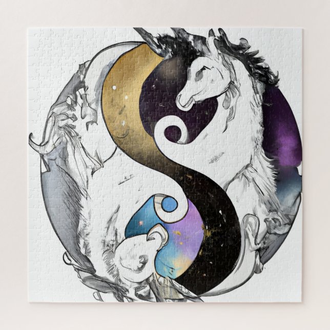 Puzzle Yin Yang Unicorns (Vertical)
