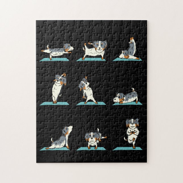 Puzzle Yoga, perro pastor australiano, curioso Jig vio el (Vertical)