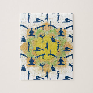 Puzzle Yoga Poses Con Dibujo De Flor De Lotus