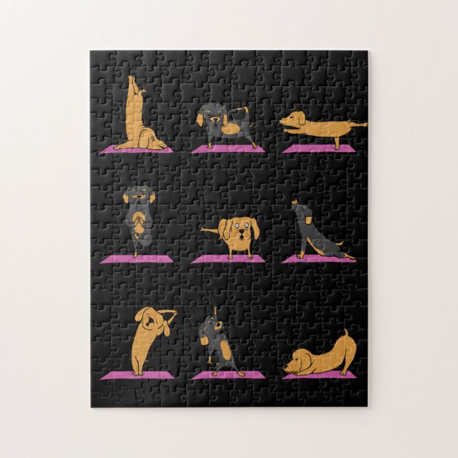 Puzzle Yoga Wiener Dog Dachshund Gracioso Bicho Saw Puzzl (Vertical)