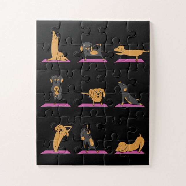 Puzzle Yoga Wiener Dog Dachshund Gracioso Jig Vio el Puzz (Vertical)