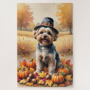 Puzzle Yorkipoo en Arte de Acción de Gracias de Hojas de 