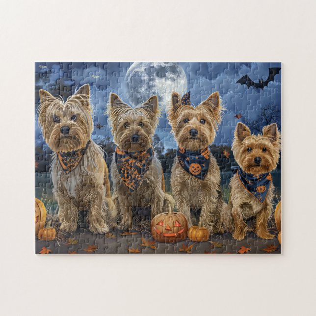 Puzzle Yorkipoo Halloween Espeluznante  (Horizontal)