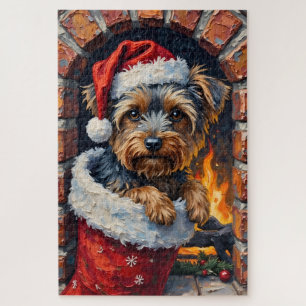 Puzzle Yorkshire Terrier asomándose desde la media de Nav