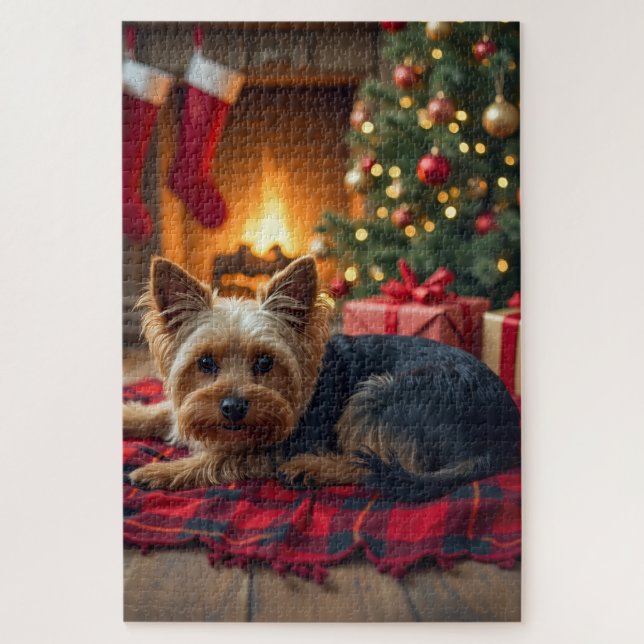 Puzzle Yorkshire Terrier Cozy Christmas Evening Painting (Vertical)