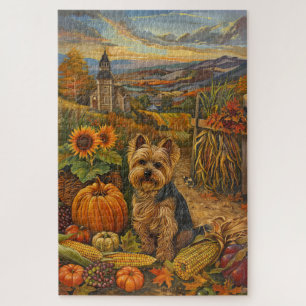 Puzzle Yorkshire Terrier Dog Autumn Harvest Thankding