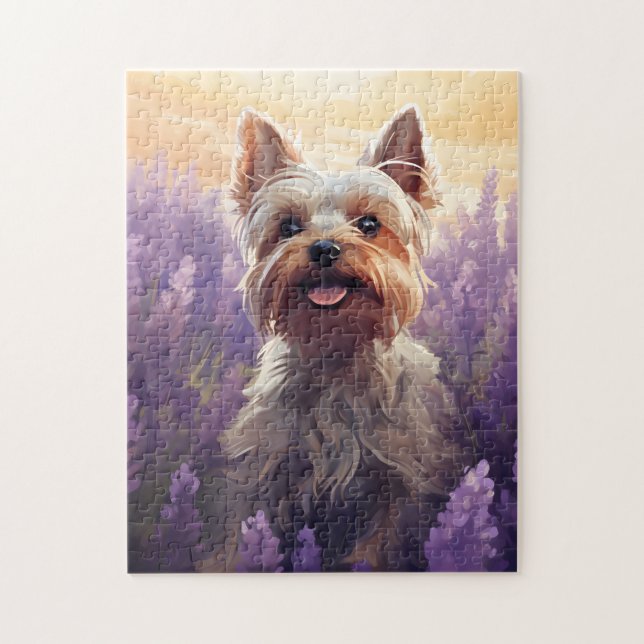 Puzzle Yorkshire Terrier en el campo Lavender (Vertical)