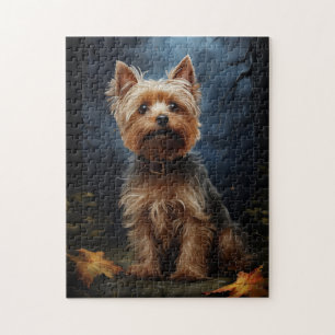 Puzzle Yorkshire terrier en una noche de luna