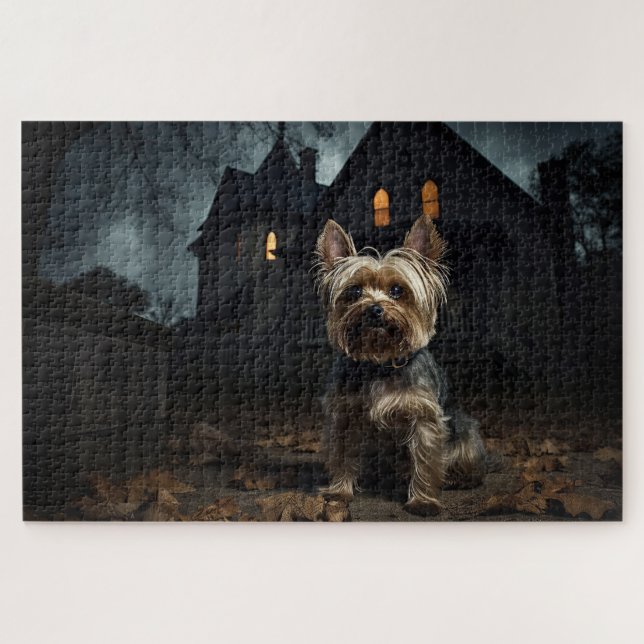 Puzzle Yorkshire Terrier Halloween Aterrador (Horizontal)