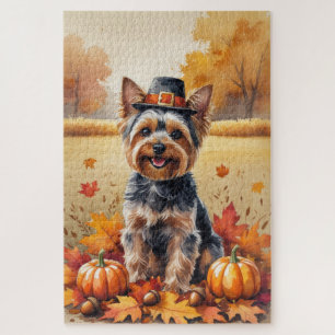 Puzzle Yorkshire Terrier Hojas de Otoño Arte de Acción de