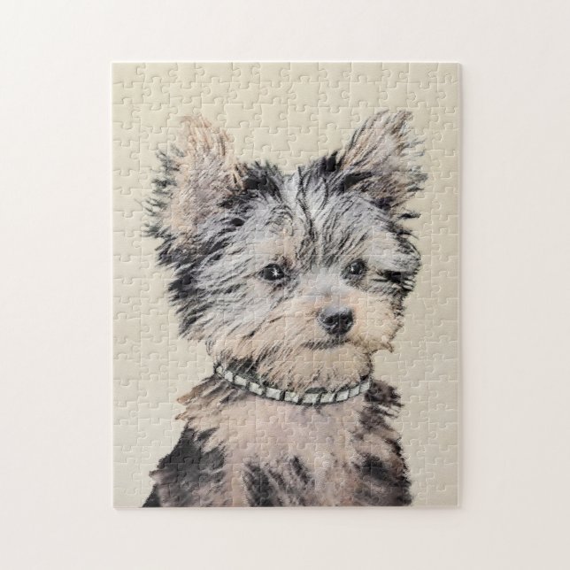 Puzzle Yorkshire Terrier Puppy Pintando Arte Original De  (Vertical)
