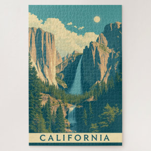 Puzzle Yosemite Waterfall Vintage Retro