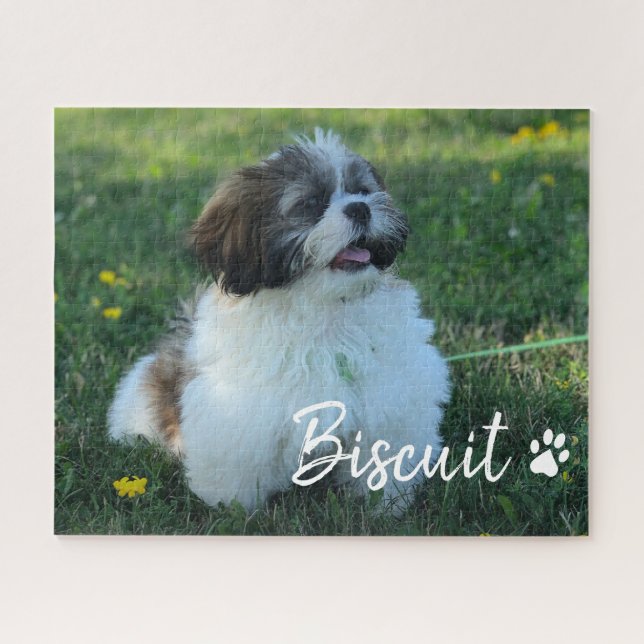 Puzzle Your dog Name Script Custom Photo (Horizontal)