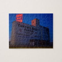 Yukon' Best Flour Mill Neon Sign At Dusk 