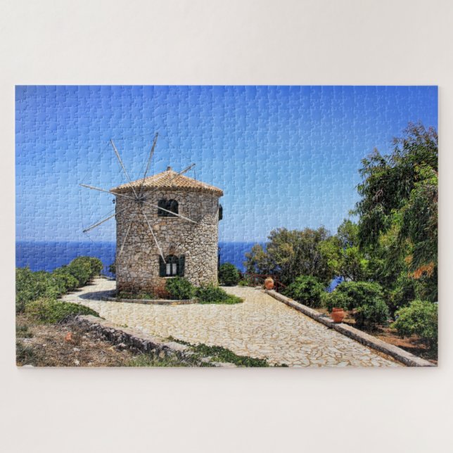 Puzzle Zakynthos Greece Windmill Sea Island (Horizontal)