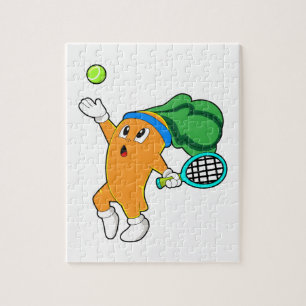 Puzzle Zanahoria en tenis con raqueta de tenis