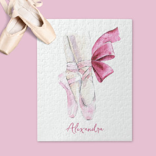 Puzzle Zapatillas de ballet con nombre o texto personaliz