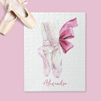 Puzzle Zapatillas de ballet con nombre o texto personaliz