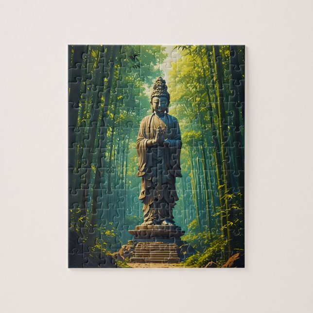 Puzzle Zen en el bosque de bambú (Vertical)