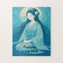 Zen Meditation art Mindness Yoga Blue Personalizad