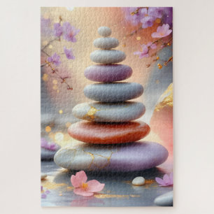 Puzzle Zen Piedras Espirituales Equilibrar Arte Floral