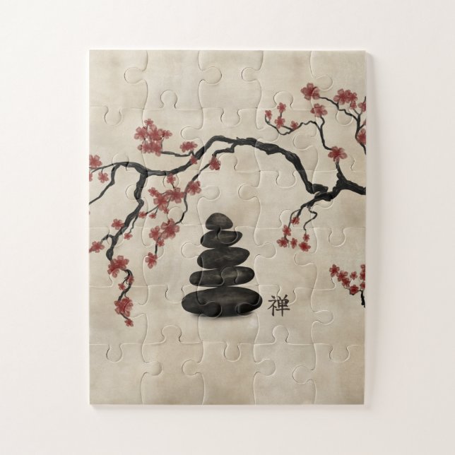 Puzzle Zen stones Sakura Tree (Vertical)