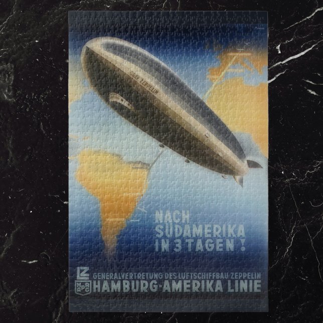 Puzzle Zeppelin Over the Atlantic - Anuncio de Viajes de  ( 1014 pieces)