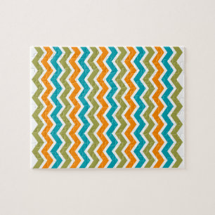 Puzzle Zigzag tribal vibrante del pavo real