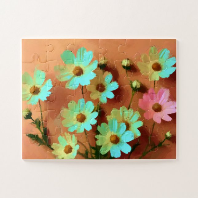 Puzzle Zinnia Elegans Flores (Horizontal)