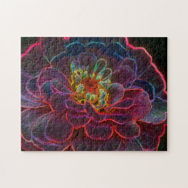 Puzzle Zinnia Fantasy Resumen Arte de Flores (Horizontal)