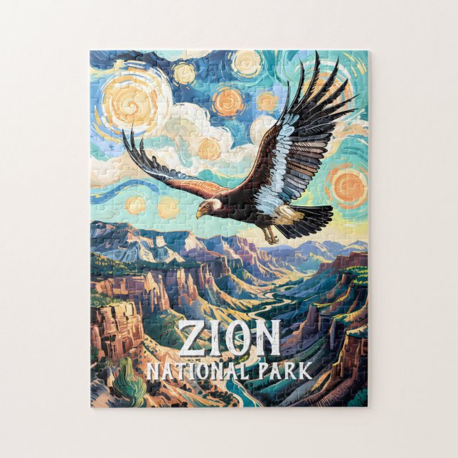 Puzzle Zion Canyon Bird California Condor Vivid Van Gogh (Vertical)