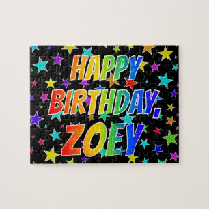 Puzzle "ZOEY" Nombre, Diversión "FELIZ CUMPLEAÑOS"