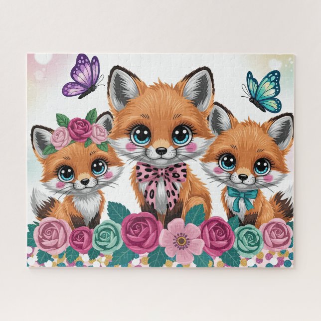 Puzzle Zorro Bebé Adorable Con Flores (Horizontal)