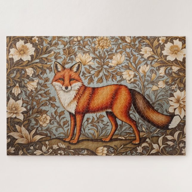 Puzzle Zorro Caminando Inspirado en William Morris (Horizontal)