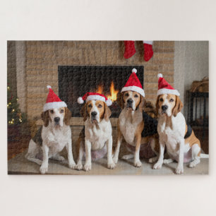 Puzzle Zorro de caza inglés americano Chimenea Navidad