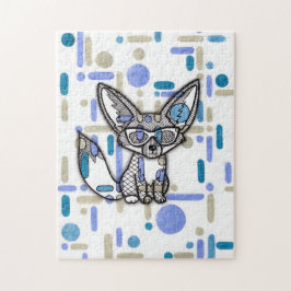 Puzzle Zorro Fennec Genial con Gafas de Sol Jig Geométric