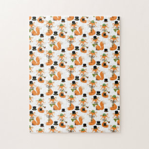 Puzzle Zorro Naranja Otoño Árboles Bosque Gafas Hipster Z