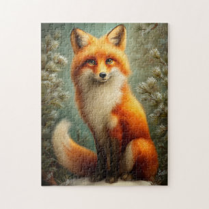 Puzzle Zorro rojo en bosque invernal