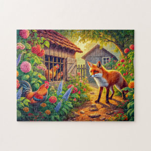 Puzzle Zorro visitando el gallinero