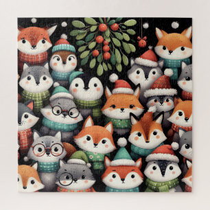 Puzzle Zorros Coloridos Lindos del Árbol de Navidad