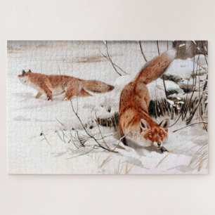 Puzzle Zorros rojos en la nieve invernal (por Wilhelm Kuh