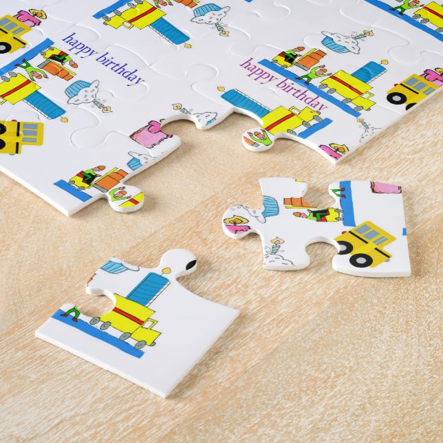 Puzzles Trucks Bus Happy Birthday (Lado)