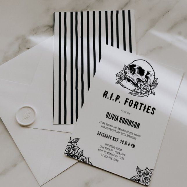 Q.E.P.D. 40 50.ª invitación (RIP Forties 50th Birthday Invite)