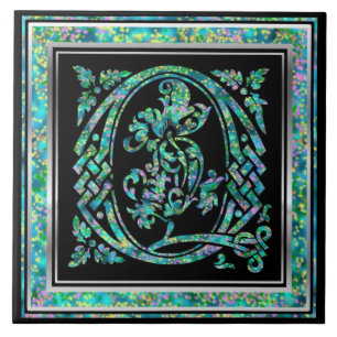 Q Monograma Baldosas cerámicas "Azul Masselle"