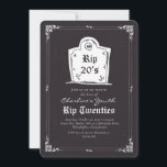 QEPD calavera de 20 años Invitación de fiesta de c<br><div class="desc">QEPD 20 Black Funny 30 Birthday Party Invitation</div>