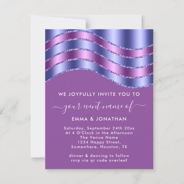 QR Code Boda Bridal Shower Royal Blue Purple (Anverso)