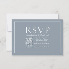 QR Code Classic Elegante Dusty Blue Script RSVP