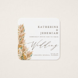 QR Code Elegant Pampas Grass Wedding Invitation