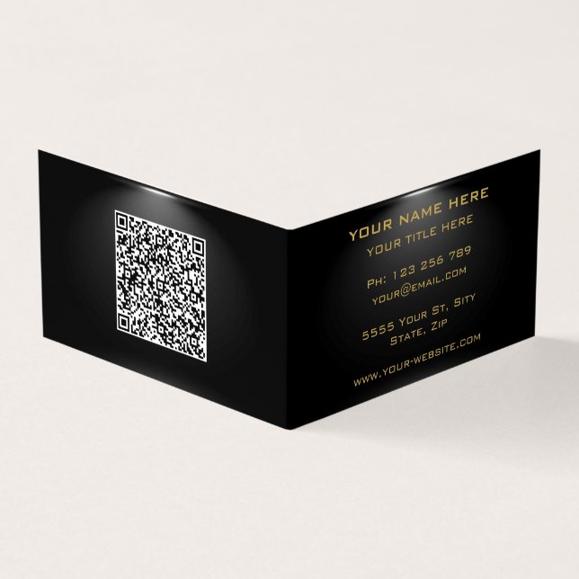 QR Code Gold Black Professional tarjeta de visita  (Exterior)