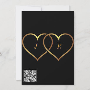 QR Code Gold Hearts Love Toast Wedting